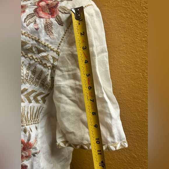 Johnny Was White Blouse with Pink Floral Embroidery - Picture 11 of 11